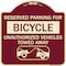 Signmission Reserved Parking for Bicycle Unauthorized Vehicles Towed Away Alum Sign, 18" x 18", BU-1818-23131 A-DES-BU-1818-23131 - alternate 1
